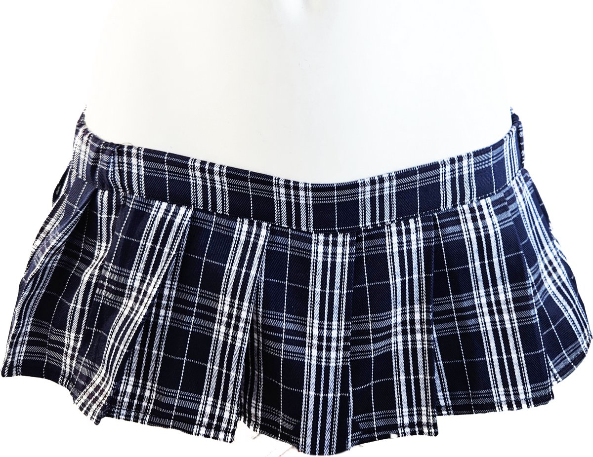 BamBella® - Ultra korte Mini rok - -Erotische rollenspel kleding Blauw ruiten