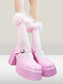 BamBella® Sokken stof Dames - Onesize Roze met veren kousen