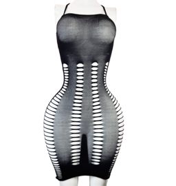 BamBella® - Jurk - Onesize - Erotische sexy nacht jurkje doorzichtig kant - Super Stretch Zwart