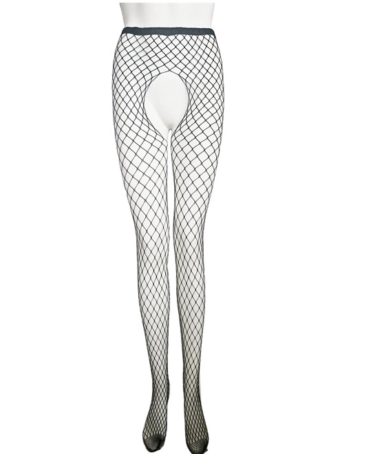 BamBella ® Panty open kruis zwart gaten visnet dames Onesize