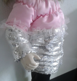 Roze  glitter  Kinderjas  met Grote  Bontkraag jas  BamBella