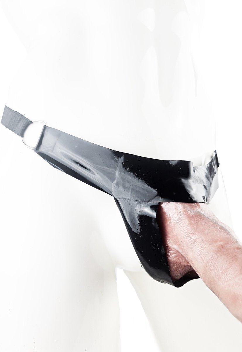 BNDGx® - 100% LATEX open kruis broek bondage slip - Maat XS - Zwart BDSM sexy glans BDSM Rubber Fetish SM erotische ondergoed