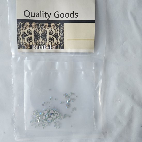 BamBella® Plak strass Steentjes - 1 zakje - 3mm tot 6mm - Wit AB doorzichtig strass stenen glitters nail art kleding versieren