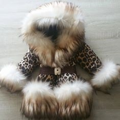 Kinderjas panterprint  Bontkraag jas Leopard  bontkraag Winterjas BamBella