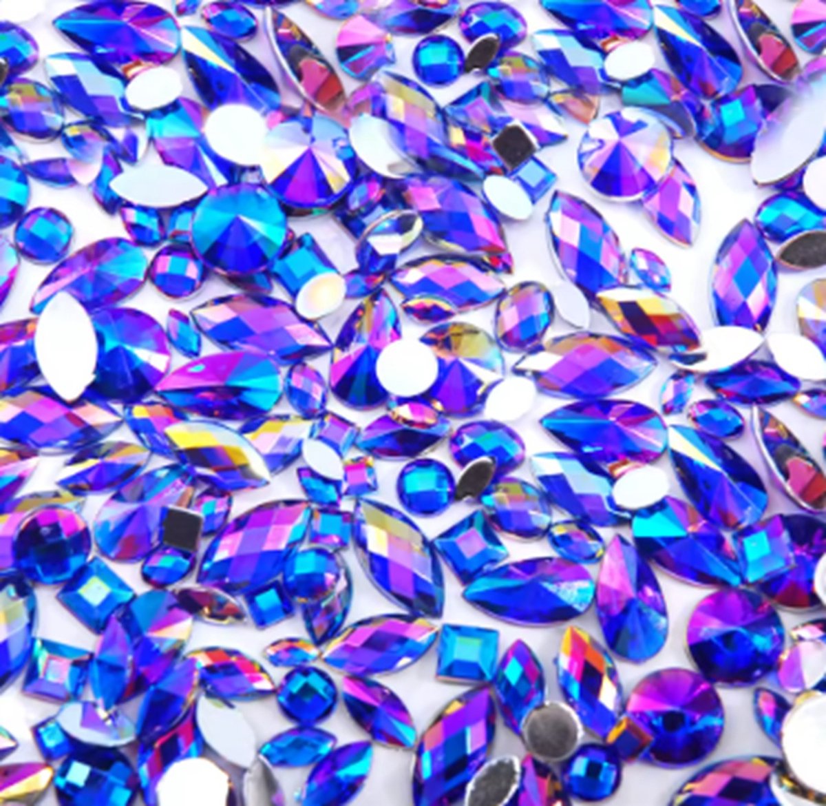 BamBella® - 300 stuks - Plak Steentjes - donker blauw mix- strass stenen glitters nail art kleding versieren