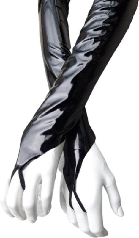 Handschoenen van Datex Zwart (Mix latex en stof ) Sexy kinky fetish accessoire