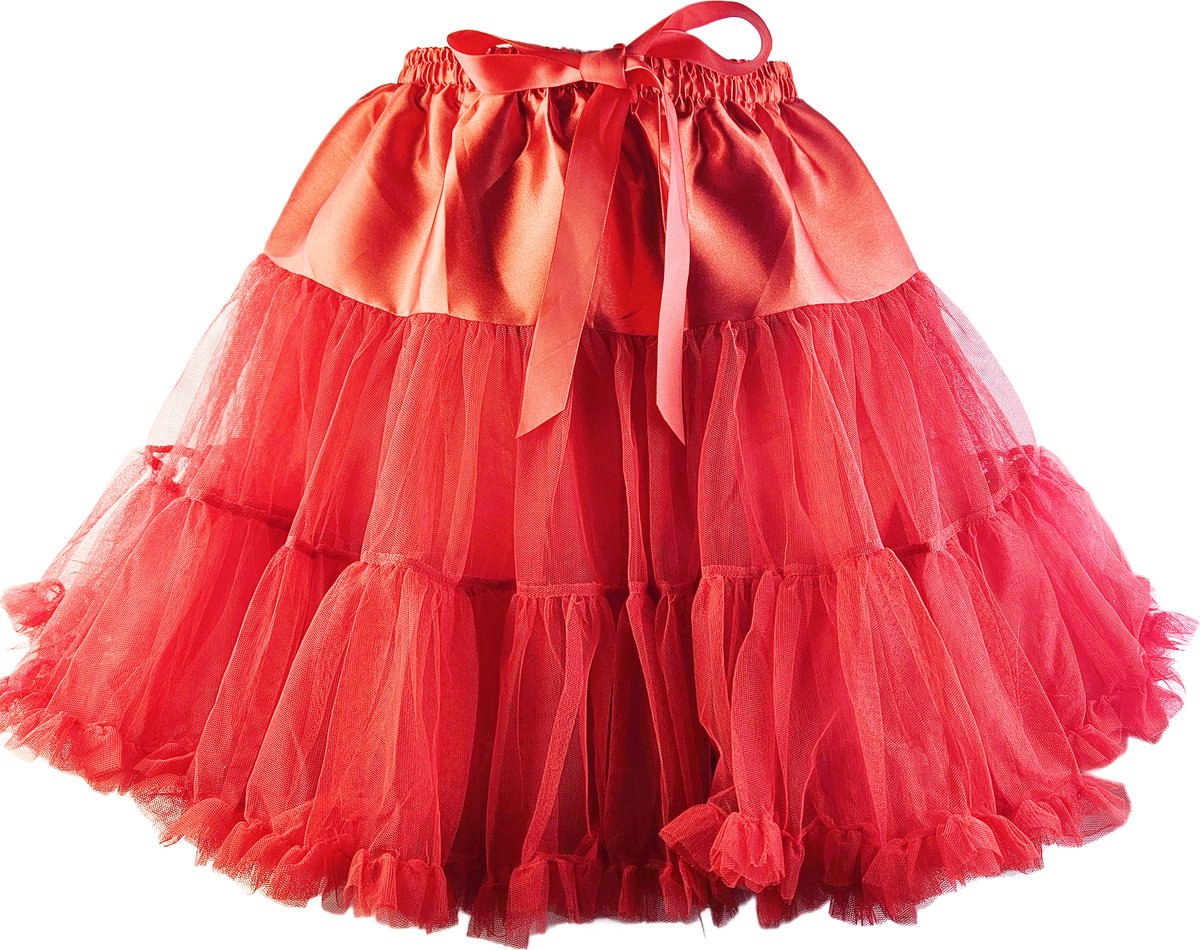 BamBella® - Onesize Grote Petticoat Grote rok poffig Rood Tulle laagjes rokje doorzichtig onder rok dames