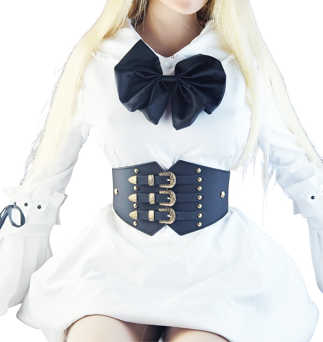 BamBella ® - Panterprint zwart Mode Body Gothic Goth taille riem met Veter sluiting korset belt