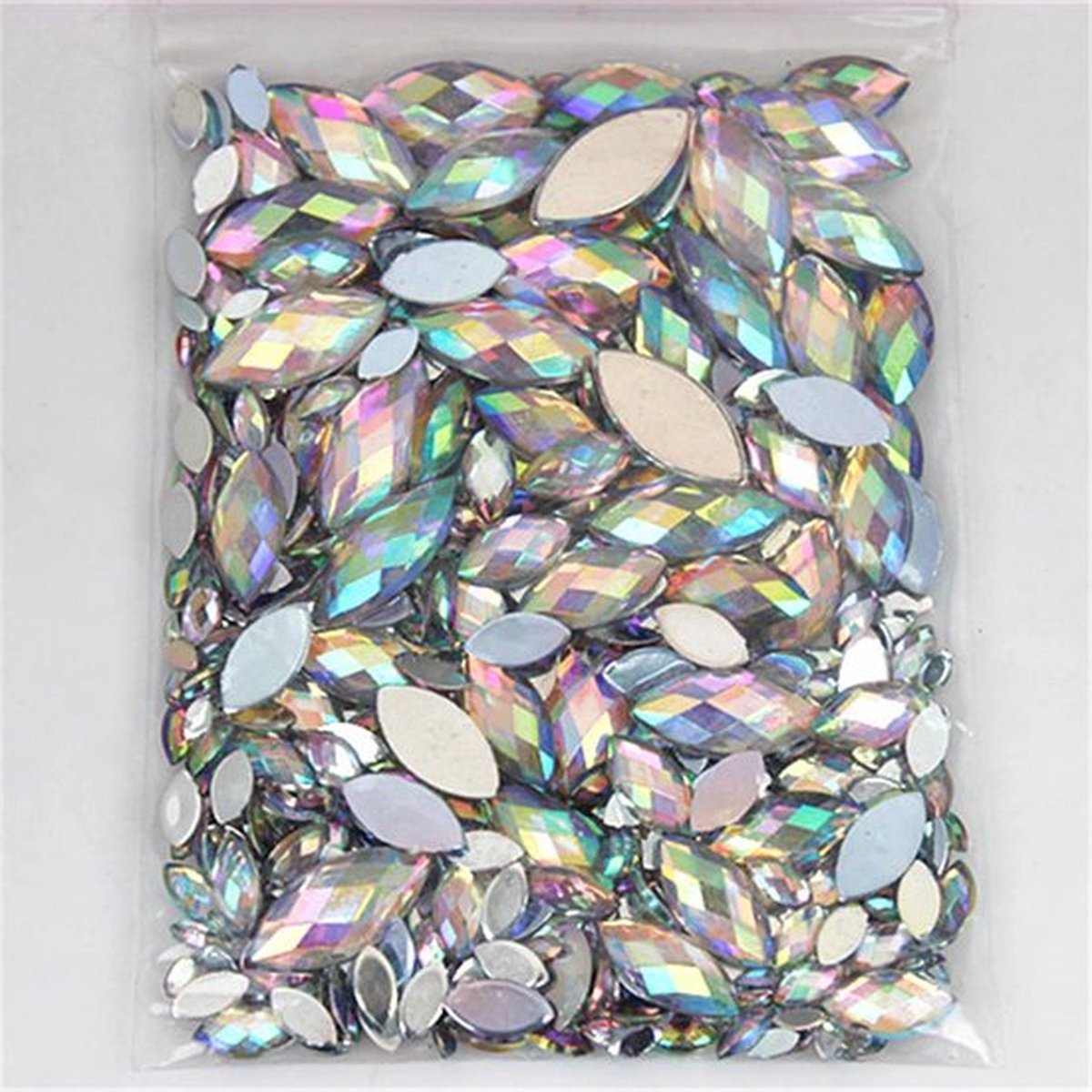 Plak steentjes - Ovaal - mix diamant stenen - 400 stuks - Sieraden maken steentjes kleding DIY hobby knutselen Glitter