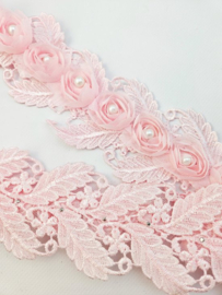 BamBella® Naai band - 90cm - Bloemen parel - Roze kleding maken knutselen Sier band