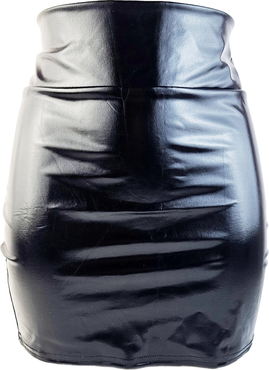 BamBella® - Mini rok -  Shiny Wetlook - Sexy Erotische rokje Super shine metallic Lame Glans Zwart