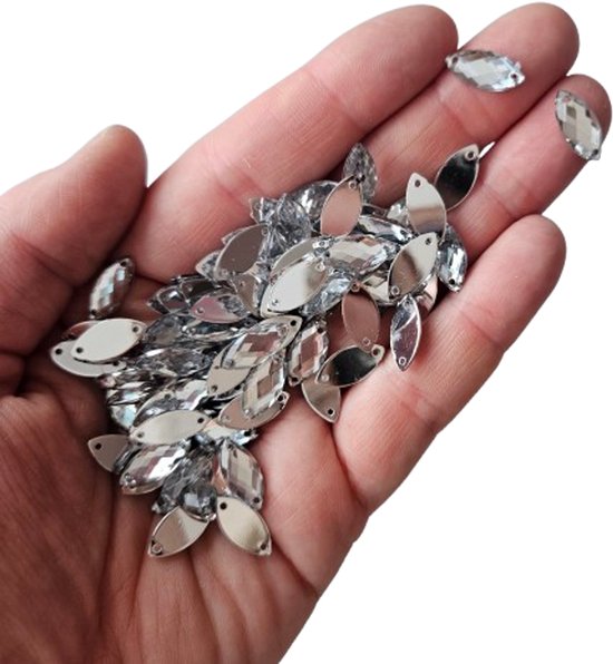 BamBella® doorzichtig zilver kleurig wit - Naai Steentjes - 100 stuks - stenen glitters kleding versieren