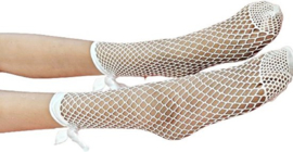 BamBella® korte gaas Sokken gaten panty stof met strik - Onesize kant zwart net - kousen