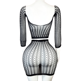 BamBella® -   set - Onesize - Erotische sexy nacht set broek met top doorzichtig kant - Super Stretch