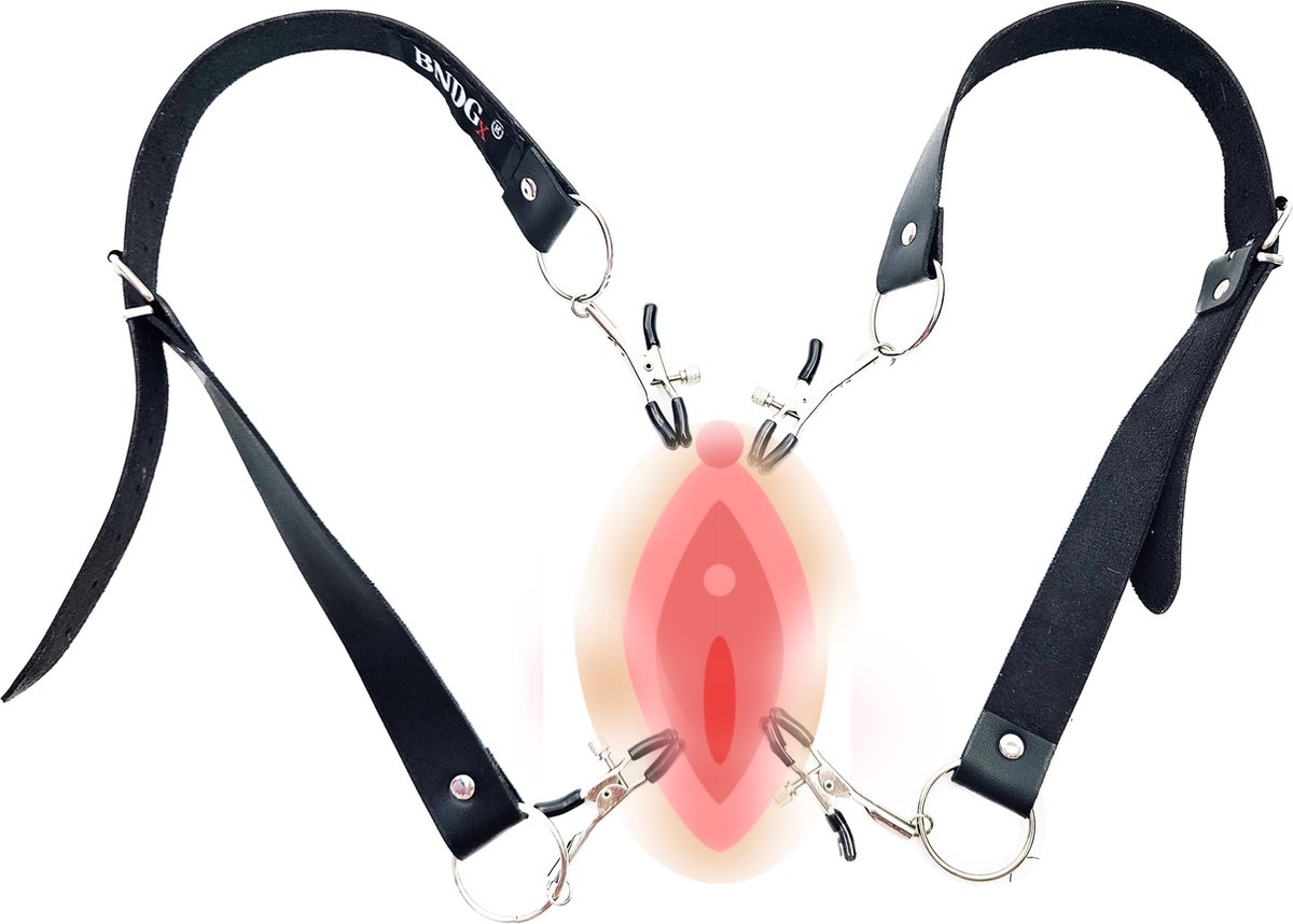 BNDGx® - Vagina spreider - Schaamlippen klem - Extreme BDSM strap bondage broek