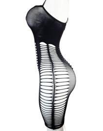 BamBella® - Jurk - Onesize - Erotische sexy nacht jurkje doorzichtig kant - Super Stretch Zwart