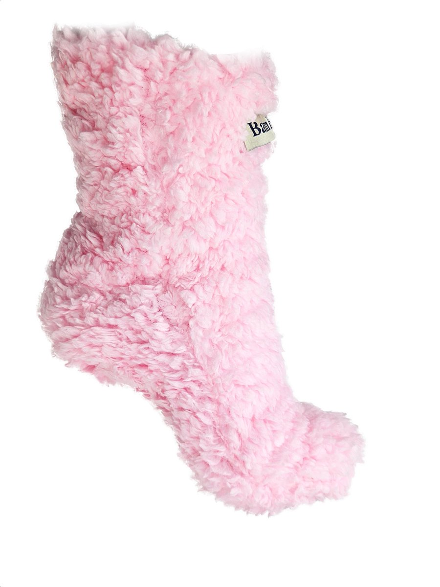 BamBella® - Teddy sokken - maat 35 t/m 41 - Warme winter fluffy dames huissokken antislip Roze