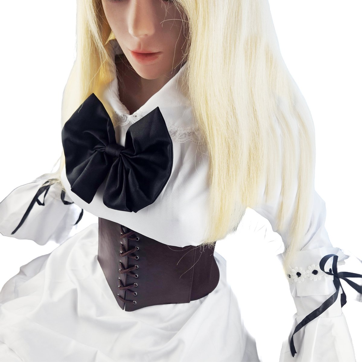 BamBella ® - Riem Maat Onesize - Wit Mode Body Gothic Goth taille riem zwart met Veter sluiting korset belt