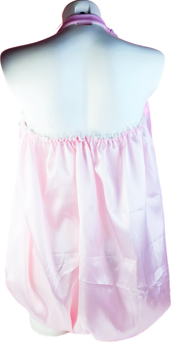 BamBella® Jumpsuit -   Roze met strik - Oversize groot overal dames satijn glans stof