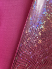 Glitter stof - 1 meter - Roze glans feest glitters Lycra super stretch 4 way spandex