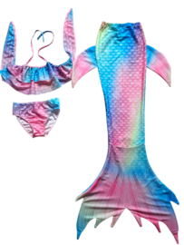 Zeemeermin staart pastel rainbow met bikini
