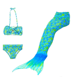 Zeemeermin staart groen/blauw met bikini