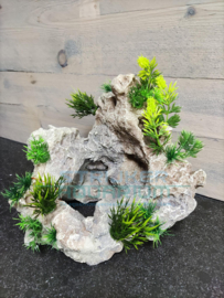 Decoratie green limestone met planten
