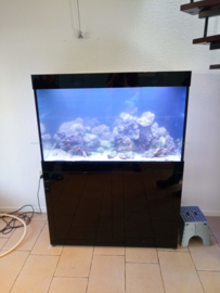 Maatwerkaquarium afgewerkt met Lacobel (gekleurd glas)