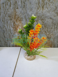 Aquarium kunstplant groen oranje