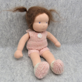 Knitting Pattern, Dress with round Yoke, fitted Undies and Booties for 20cm dolls