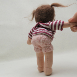 Knitting Pattern, Dress with round Yoke, fitted Undies and Booties for 20cm dolls