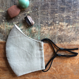 mondkapje linnen #4 kaki / grey-beige