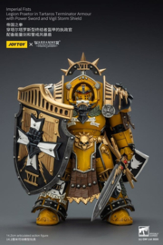 (Pre-order) Warhammer Imperial Fists Action Figure Legion Praetor in Tartaros Terminator Armourwith Power Sword and Vigil Storm Shield 14 cm