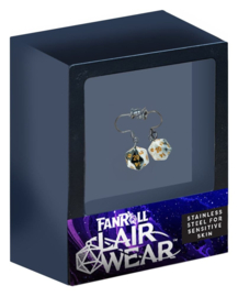(Pre-order) Lair Wear Dice Earrings D20 Marble Black & White with Gold