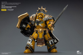 (Pre-order) Warhammer Imperial Fists Action Figure Legion Praetor in Tartaros Terminator Armourwith Power Sword and Vigil Storm Shield 14 cm