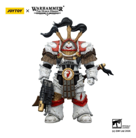 (Pre-order) Warhammer 40,000 Action Figure White Scars Legion Praetor in Cataphractii Terminator Armour with Cyber Hawk Chogorian sword and combi-melta 14 cm