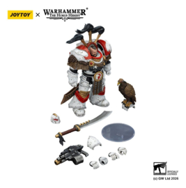 (Pre-order) Warhammer 40,000 Action Figure White Scars Legion Praetor in Cataphractii Terminator Armour with Cyber Hawk Chogorian sword and combi-melta 14 cm