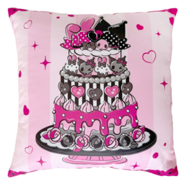 (Pre-order) Sanrio Pink Black Party Series Pillow Kuromi & My Melody 35 x 35 cm 