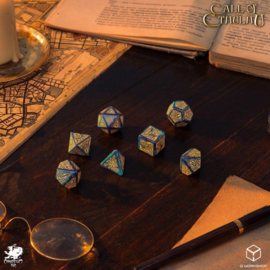 (Pre-order) Call of Cthulhu 7th Edition Dice Set of 7 Blue-green & Gold