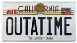 (Pre-order) Back To The Future Metal Sign Â´OutatimeÂ´ DeLorean License Plate