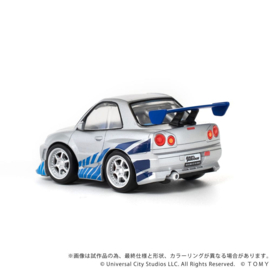 (Pre-order) Fast & Furious Q-Village Vehicle with mini-figure Nissan Skyline GT-R (R34) 9 cm