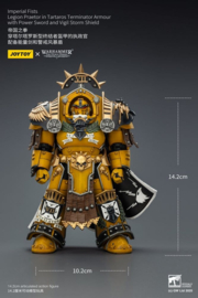 (Pre-order) Warhammer Imperial Fists Action Figure Legion Praetor in Tartaros Terminator Armourwith Power Sword and Vigil Storm Shield 14 cm