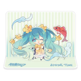 Hatsune Miku Acrylic Figure Standee Hatsune Miku Spring Time Chibi Miku with Koi 11 cm 