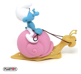 (Pre-order) The Smurfs: Money Box Smurf on a Snail's Back 19 cm