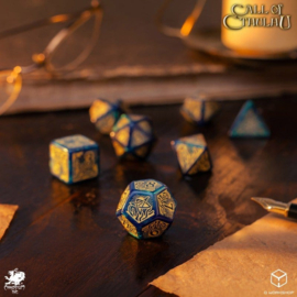 (Pre-order) Call of Cthulhu 7th Edition Dice Set of 7 Blue-green & Gold