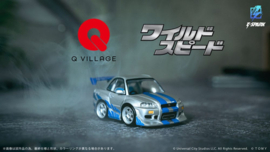 (Pre-order) Fast & Furious Q-Village Vehicle with mini-figure Nissan Skyline GT-R (R34) 9 cm