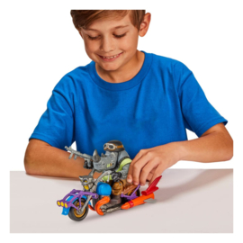 (Pre-order) Teenage Mutant Ninja Turtles Action Figure with Vehicle Rocksteady & Chopper 12 cm 