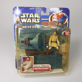 Star Wars Attack of the Clones Obi-Wan Kenobi with Force Flipping Attack