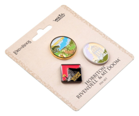 (Pre-order) The Lord of the Rings Trilogy Pin Set Hobbiton, Rivendell & Mount Doom