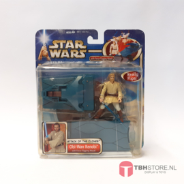 Star Wars Attack of the Clones Obi-Wan Kenobi with Force-Flipping Attack